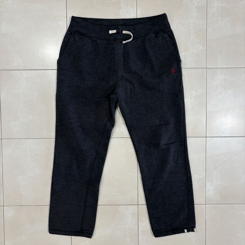 Vintage Polo Ralph Lauren Grey Sweatpants Wide Leg baggy loose Drawstring Mens M